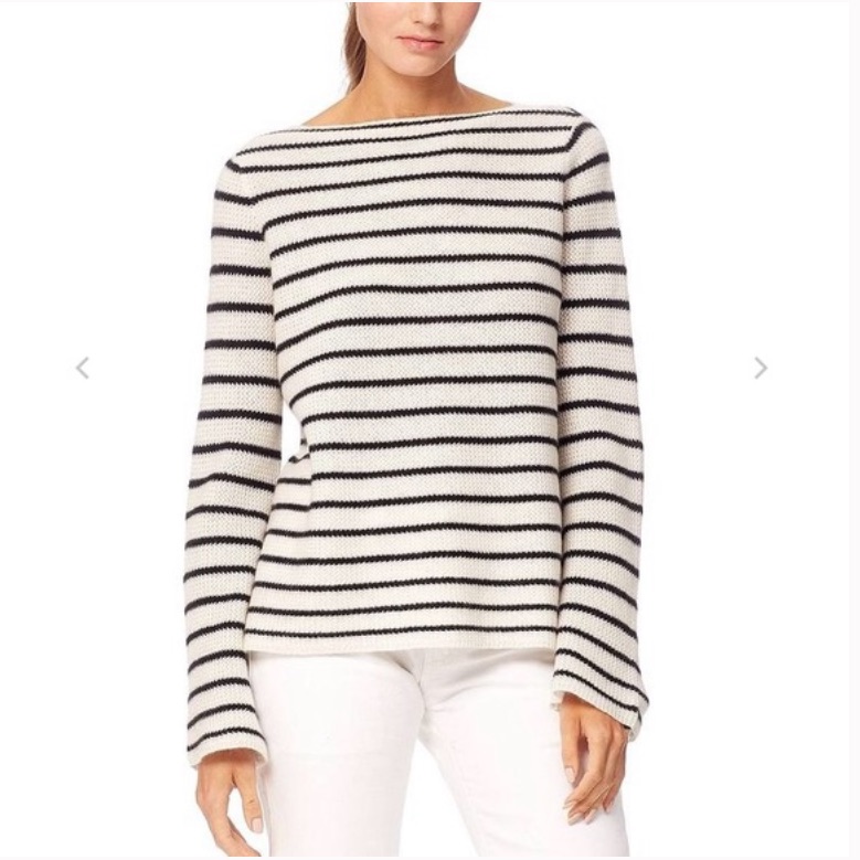 360 Cashmere Faye Striped Sweater Black And White